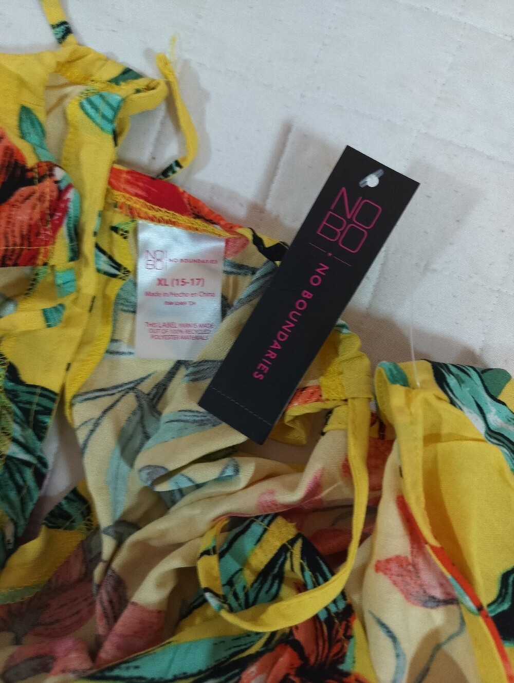 No Boundaries Yellow Tropical Print Romper - Picture 4 of 4